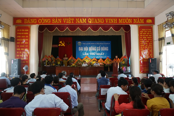 Đại hội cổ đ&ocirc;ng C&ocirc;ng ty CP M&ocirc;i trường v&agrave; c&ocirc;ng tr&igrave;nh đ&ocirc; thị Nghệ An